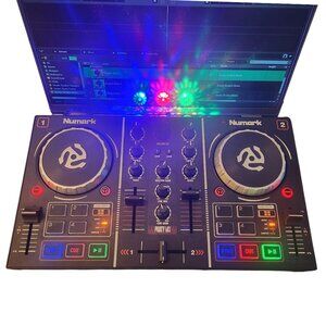 Numark Beginners Party Mix DJ Controller Set with Built-In Lights